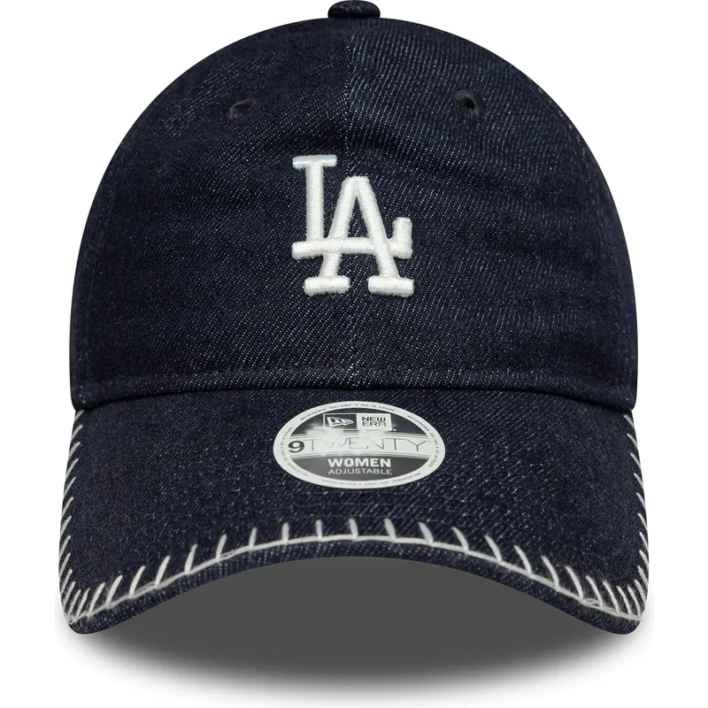 lippikset-kaareva-laivastonsininen-saadettava-nauha-9twenty-denim-stitch-los-angeles-dodgers-mlb-new-era