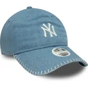 lippikset-kaareva-sininen-saadettava-nauha-9twenty-denim-stitch-new-york-yankees-mlb-new-era