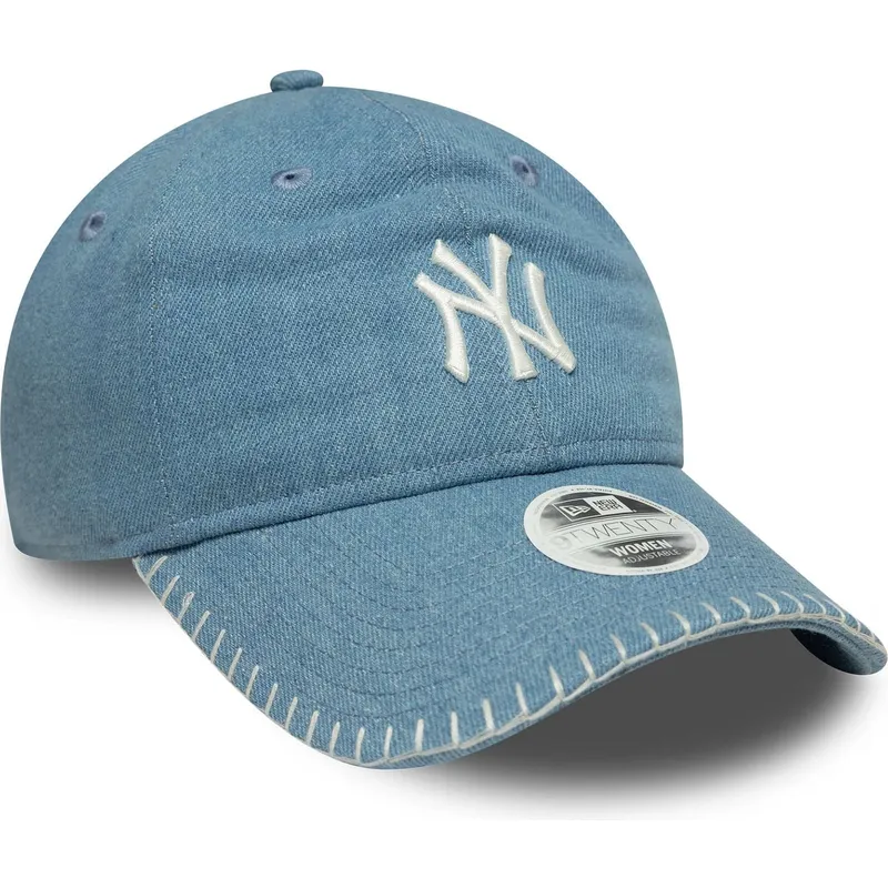 new-era-curved-brim-women-9twenty-denim-stitch-new-york-yankees-mlb-blue-adjustable-cap