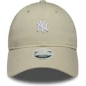 lippikset-kaareva-beige-saadettava-nauha-9twenty-washed-mini-new-york-yankees-mlb-new-era