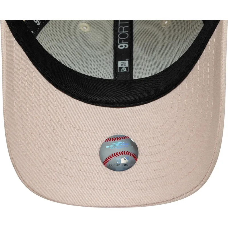 new-era-curved-brim-youth-9forty-league-essential-los-angeles-dodgers-mlb-beige-and-pink-adjustable-cap