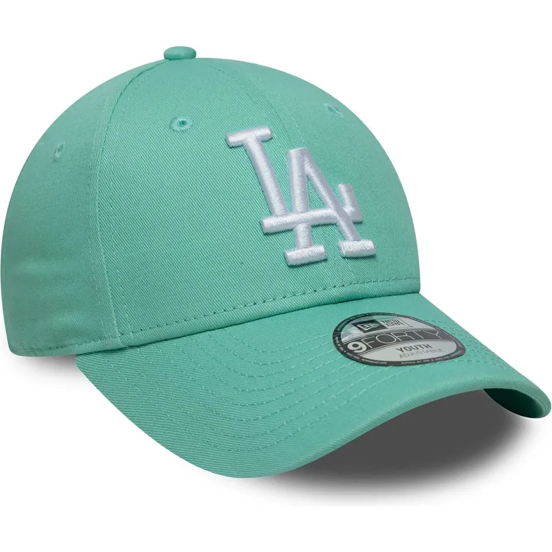 new-era-curved-brim-youth-9forty-league-essential-los-angeles-dodgers-mlb-green-adjustable-cap