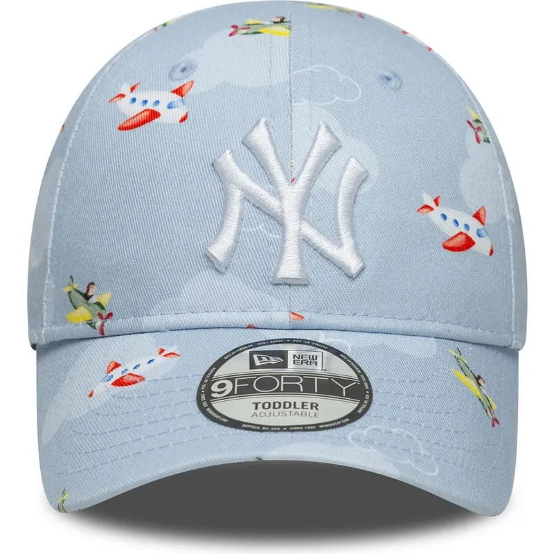 new-era-curved-brim-toddler-9forty-plane-all-over-print-new-york-yankees-mlb-light-blue-adjustable-cap