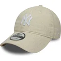lippikset-kaareva-beige-saadettava-nauha-9twenty-linen-new-york-yankees-mlb-new-era