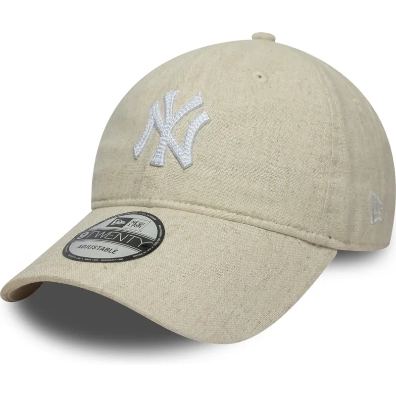lippikset-kaareva-beige-saadettava-nauha-9twenty-linen-new-york-yankees-mlb-new-era