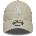 lippikset-kaareva-beige-saadettava-nauha-9twenty-linen-new-york-yankees-mlb-new-era