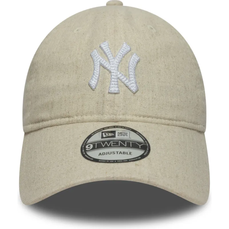 lippikset-kaareva-beige-saadettava-nauha-9twenty-linen-new-york-yankees-mlb-new-era