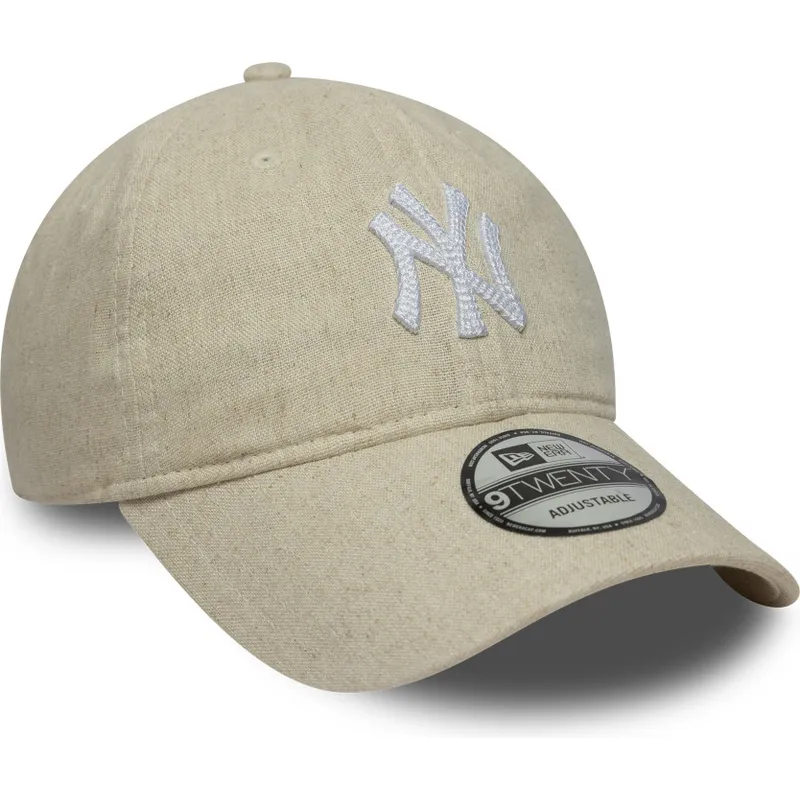 lippikset-kaareva-beige-saadettava-nauha-9twenty-linen-new-york-yankees-mlb-new-era