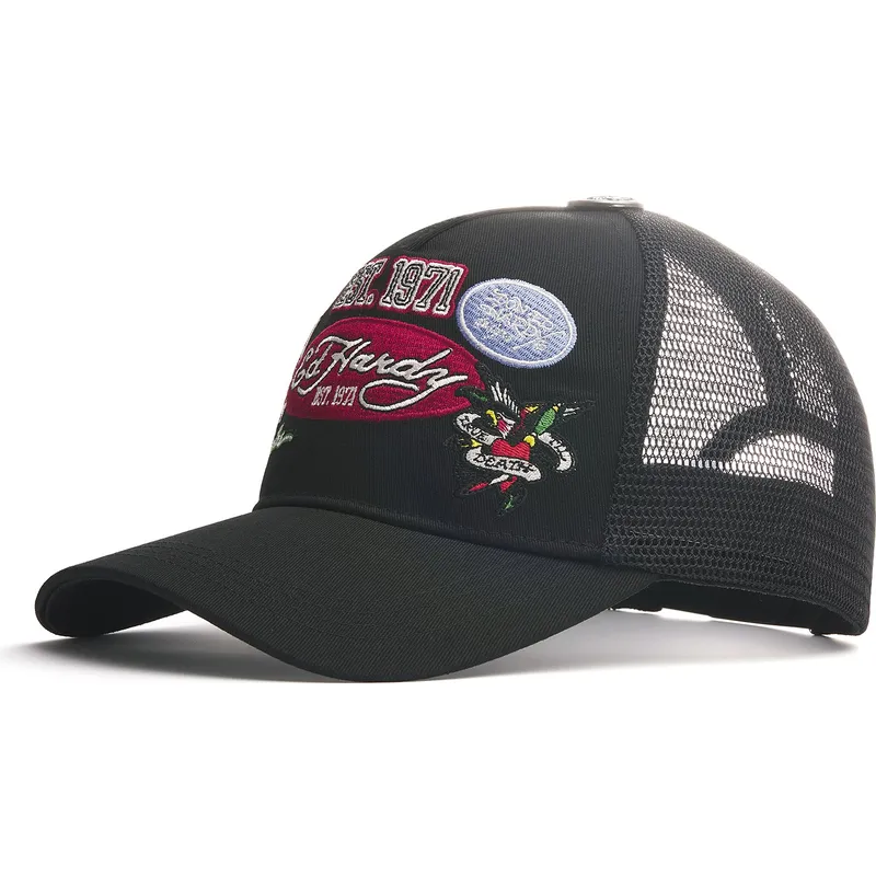 lippikset-kaareva-rekka-musta-snapback-est-1971-varsity-ed-hardy