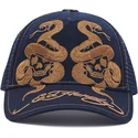 lippikset-kaareva-rekka-laivastonsininen-snapback-skull-and-snakes-graphic-ed-hardy