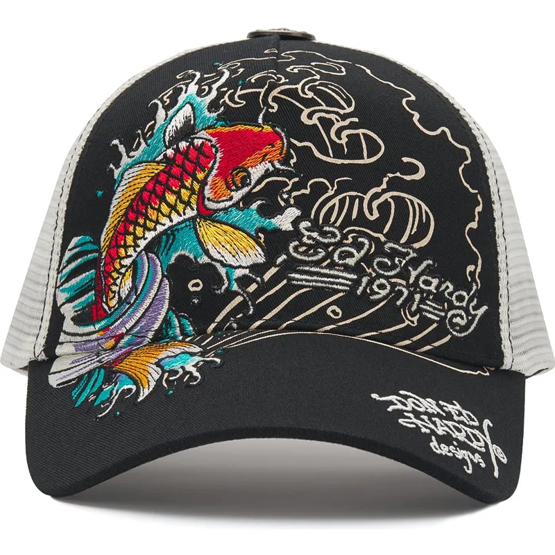 lippikset-kaareva-rekka-musta-snapback-1971-koi-fish-ed-hardy