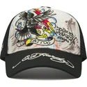 lippikset-kaareva-rekka-valkoinen-snapback-tattoo-eagle-graphic-ed-hardy