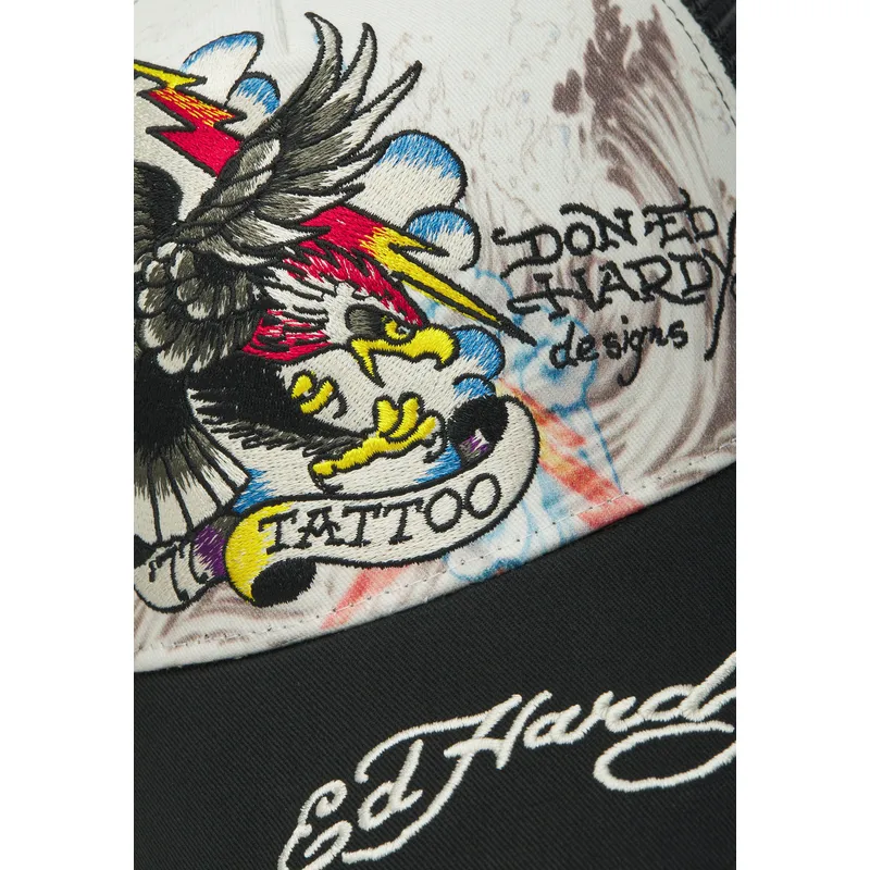 lippikset-kaareva-rekka-valkoinen-snapback-tattoo-eagle-graphic-ed-hardy