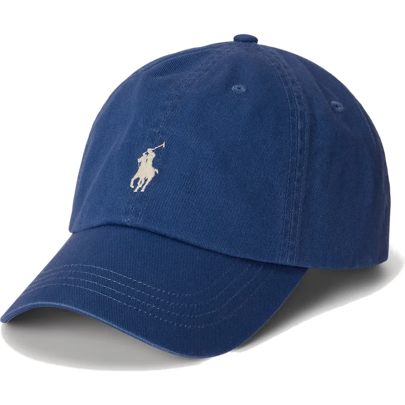 polo-ralph-lauren-curved-brim-cotton-chino-classic-sport-navy-blue-adjustable-cap-with-beige-logo