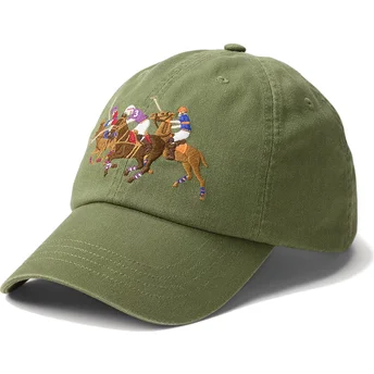 Lippikset kaareva vihreä säädettävä nauha Twill Triple Pony Polo Ralph Lauren