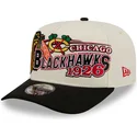 new-era-curved-brim-9fifty-a-frame-classic-chicago-blackhawks-nhl-beige-and-black-snapback-cap