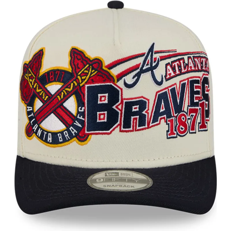 new-era-curved-brim-9fifty-a-frame-classic-atlanta-braves-mlb-beige-and-black-snapback-cap