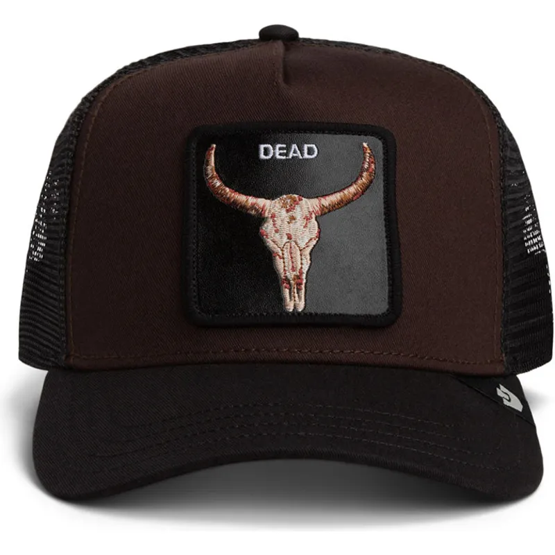 lippikset-kaareva-rekka-ruskea-snapback-dead-skull-the-farm-goorin-bros