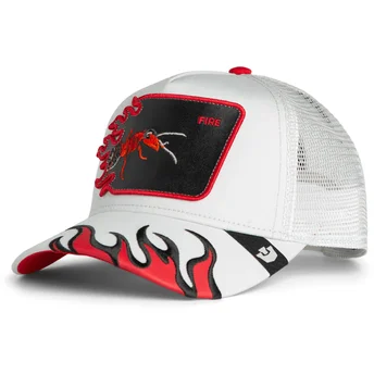 Lippikset kaareva rekka valkoinen snapback Fire Flames The Farm Goorin Bros.