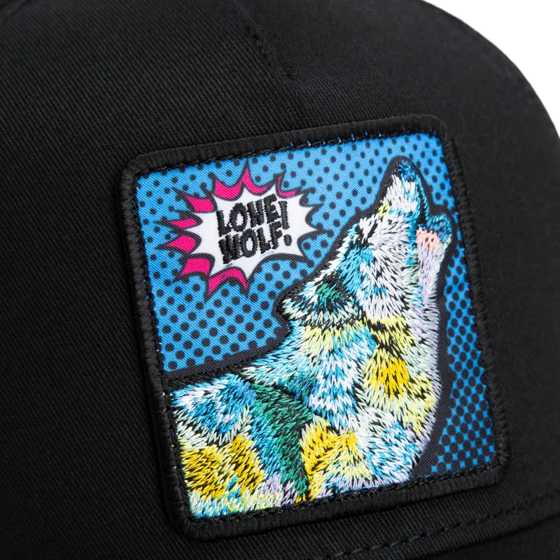 lippikset-kaareva-rekka-musta-snapback-lone-wolf-pop-art-2-the-farm-goorin-bros