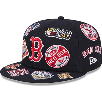 Cap litteä navy blue ajustada 59FIFTY All Over Boston Red Sox MLB New Era