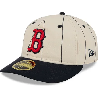 New Era Curved Brim 59FIFTY Retro Crown Linen Boston Red Sox MLB Beige Fitted Cap