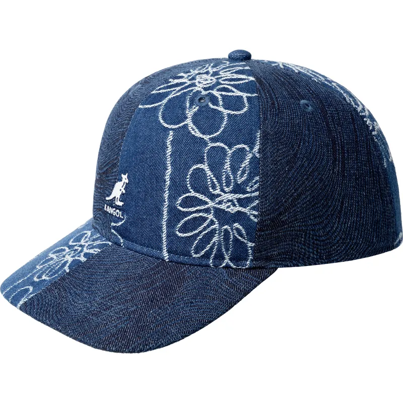 lippikset-kaareva-laivastonsininen-saadettava-nauha-denim-mashup-medium-blue-floral-kangol