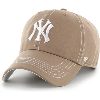 Cap kaareva brown adjustable strap Clean Up Contrast Stitch New York Yankees MLB 47 Brand