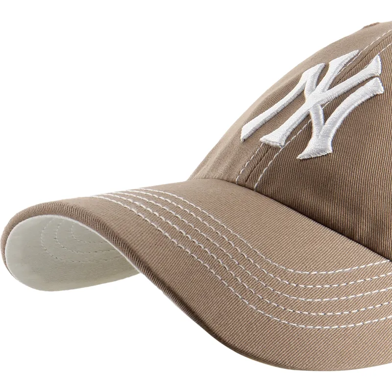 cap-kaareva-brown-adjustable-strap-clean-up-contrast-stitch-new-york-yankees-mlb-47-brand