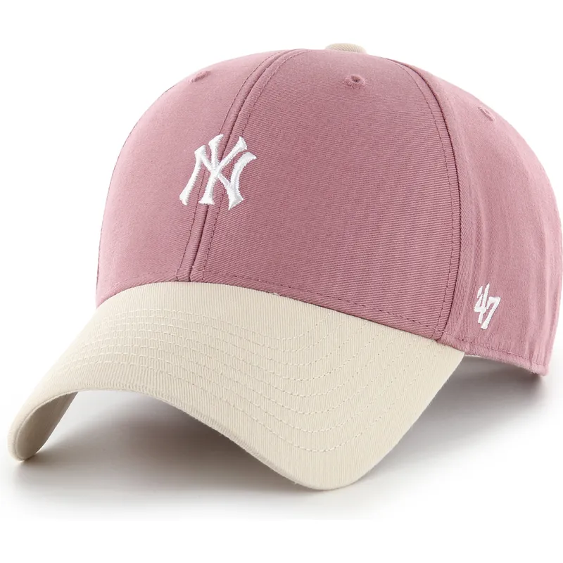 cap-kaareva-pink-adjustable-strap-mvp-base-runner-two-tone-legend-new-york-yankees-mlb-47-brand