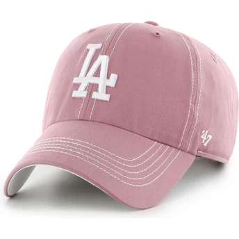 Lippikset kaareva vaaleanpunainen säädettävä nauha Clean Up Contrast Stitch Los Angeles Dodgers MLB 47 Brand