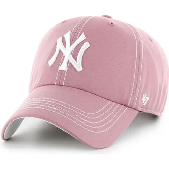 Lippikset kaareva vaaleanpunainen säädettävä nauha Clean Up Contrast Stitch New York Yankees MLB 47 Brand