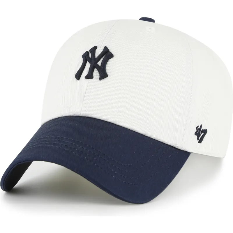 cap-kaareva-beige-adjustable-strap-clean-up-contemporary-two-tone-new-york-yankees-mlb-47-brand