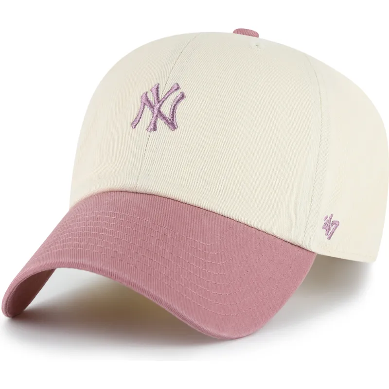 lippikset-kaareva-beige-saadettava-nauha-rosa-clean-up-base-runner-two-tone-new-york-yankees-mlb-47-brand