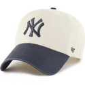 lippikset-kaareva-beige-saadettava-nauha-clean-up-two-tone-no-loop-label-new-york-yankees-mlb-47-brand