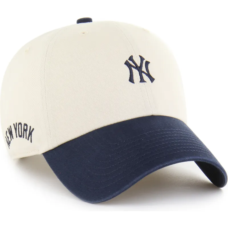 cap-kaareva-beige-adjustable-strap-clean-up-base-runner-sure-shot-two-tone-new-york-yankees-mlb-47-brand