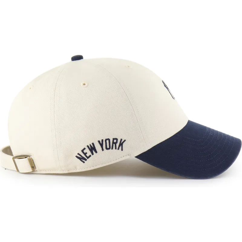 cap-kaareva-beige-adjustable-strap-clean-up-base-runner-sure-shot-two-tone-new-york-yankees-mlb-47-brand