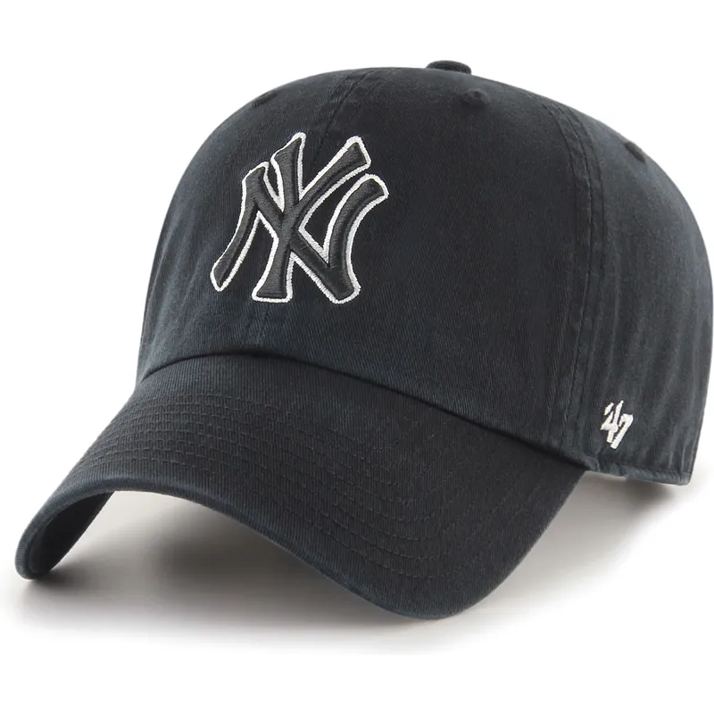 cap-kaareva-black-adjustable-strap-clean-up-no-loop-label-new-york-yankees-mlb-47-brand cap-kaareva-black-adjustable-strap-clean-up-no-loop-label-new-york-yankees-mlb-47-brand