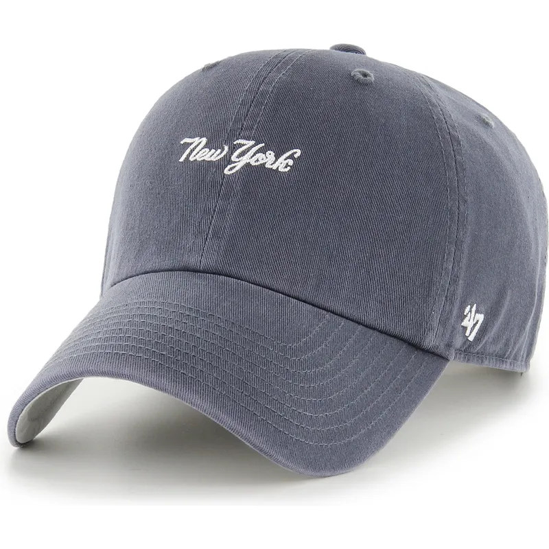 cap-kaareva-navy-blue-adjustable-strap-clean-up-base-runner-script-new-york-yankees-mlb-47-brand