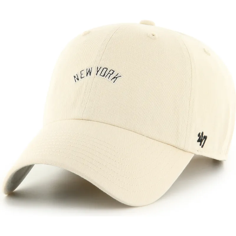 cap-kaareva-beige-adjustable-strap-clean-up-base-runner-script-new-york-yankees-mlb-47-brand