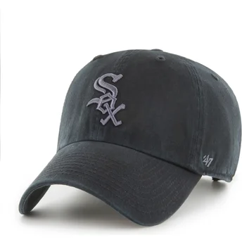 Lippikset kaareva musta säädettävä nauha Clean Up Chicago White Sox MLB 47 Brand