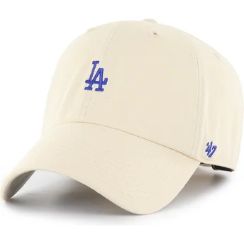 47 Brand Curved Brim Blue Logo Clean Up Base Runner Los Angeles Dodgers MLB Beige Adjustable Cap