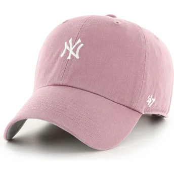47 Brand Curved Brim Clean Up Base Runner Mini Logo New York Yankees MLB Pink Adjustable Cap