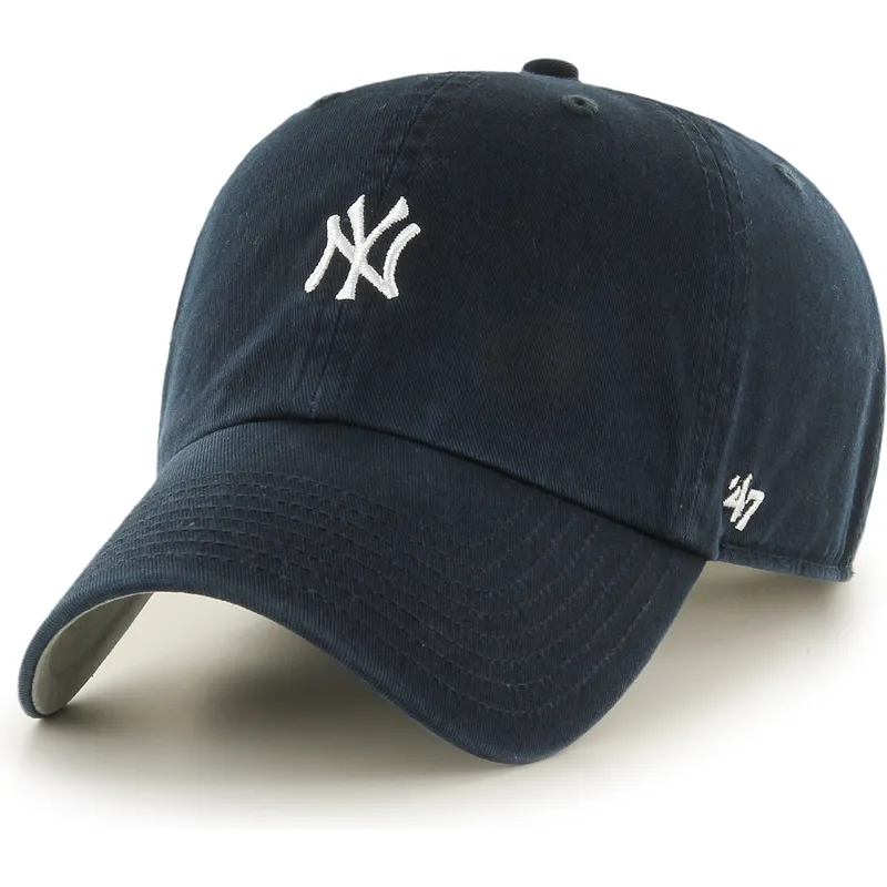 47-brand-curved-brim-clean-up-base-runner-mini-logo-new-york-yankees-mlb-navy-blue-adjustable-cap