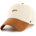 cap-kaareva-beige-adjustable-strap-marron-clean-up-mini-script-suede-visor-oakland-athletics-mlb-47-brand