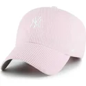 47-brand-curved-brim-clean-up-cord-base-runner-new-york-yankees-mlb-pink-adjustable-cap