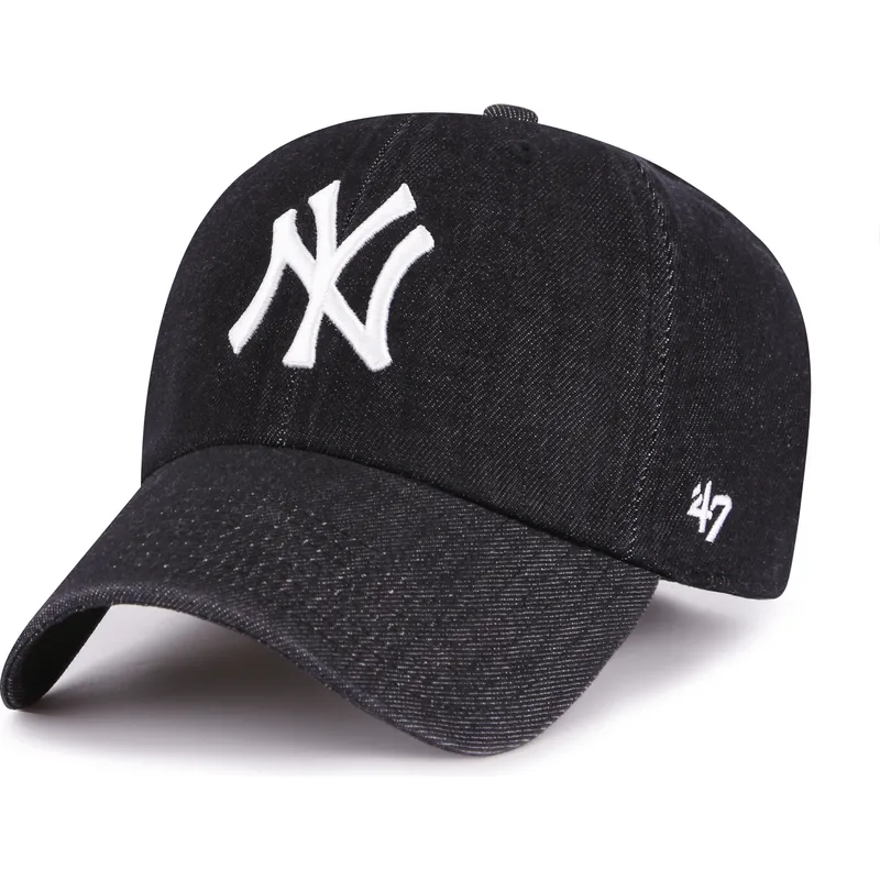 47-brand-curved-brim-clean-up-lennon-new-york-yankees-mlb-black-adjustable-cap