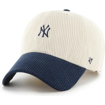 Lippikset kaareva beige säädettävä nauha Clean Up Cord Base Runner Two Tone New York Yankees MLB 47 Brand