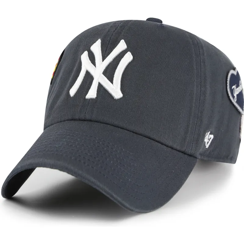 lippikset-kaareva-laivastonsininen-saadettava-nauha-clean-up-badges-vintage-new-york-yankees-mlb-47-brand