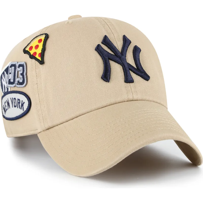 lippikset-kaareva-khaki-saadettava-nauha-clean-up-badges-new-york-yankees-mlb-47-brand
